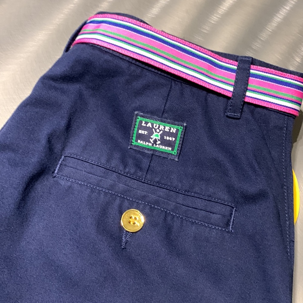 Vintage Ralph Lauren Navy Woven Skirt with Ribbon Belt Size 8 NWT